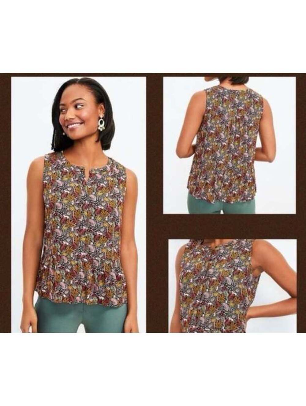 Loft Paradise Henley Peplum Shell tank top
